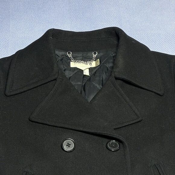 J‎ Crew Double Breasted Wool Blend Insulated Black Coat Women's Size Medium - Picture 6 of 16